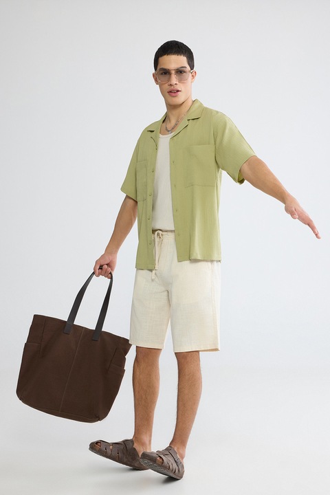 LC WAIKIKI, Pantaloni scurti de bumbac cu buzunare laterale, Bej deschis