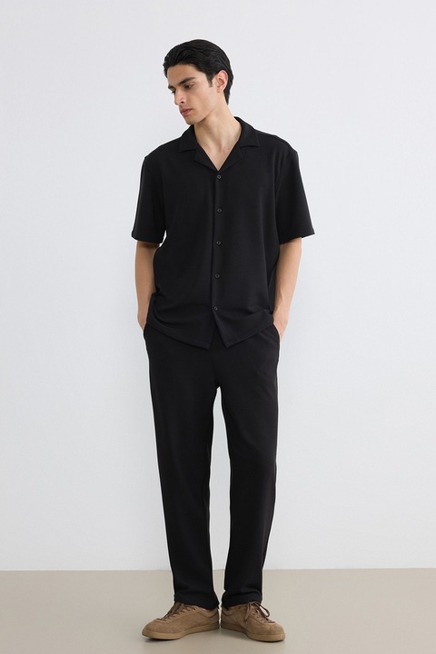LC WAIKIKI, Pantaloni striati cu cordon in talie, Negru