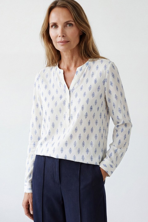 LC WAIKIKI, Bluza-tunica cu model floral, Albastru/Crem