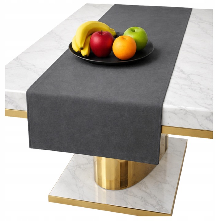 Traversa Masa, NOW-ART, Catifea Moale Si Mata, Design Elegant Pentru Living Sau Bucatarie, Material Rezistent La Spalari Repetate, Aspect Clasic Rafinat, Ideala Pentru Sarbatori Si Mese Zilnice, 40 x 140 cm, Gri