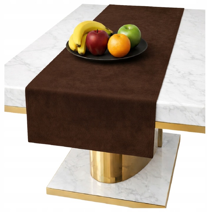 Traversa Masa, NOW-ART, Catifea Moale Si Mata, Design Elegant Pentru Living Sau Bucatarie, Material Rezistent La Spalari Repetate, Aspect Clasic Rafinat, Ideala Pentru Sarbatori Si Mese Zilnice, 40 x 140 cm, Maro