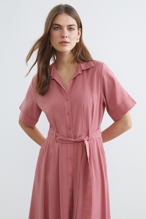 LC WAIKIKI, Rochie evazata din amestec de modal, Rosu pastelat