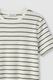LC WAIKIKI, Tricou din amestec de bumbac cu model in dungi, Kaki inchis/Alb murdar