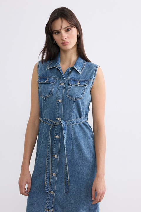 LC WAIKIKI, Rochie midi de denim, Albastru melange