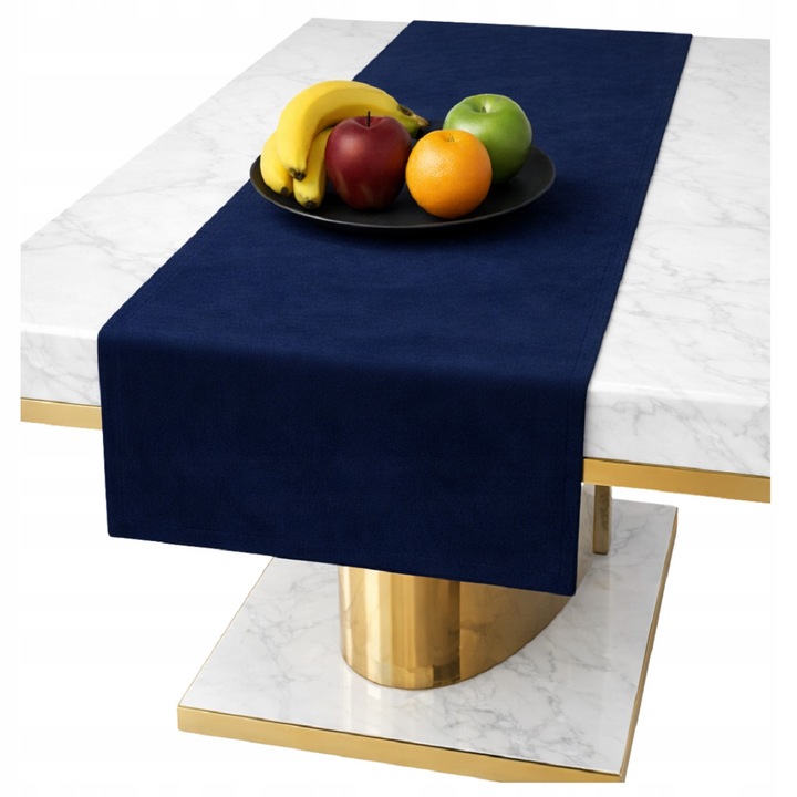 Traversa Masa, NOW-ART, Catifea Moale Si Mata, Design Elegant Pentru Living Sau Bucatarie, Material Rezistent La Spalari Repetate, Aspect Clasic Rafinat, Ideala Pentru Sarbatori Si Mese Zilnice, 40 x 140 cm, Albastru