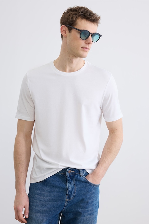 LC WAIKIKI, Tricou regular fit cu imprimeu, Coral/Alb optic