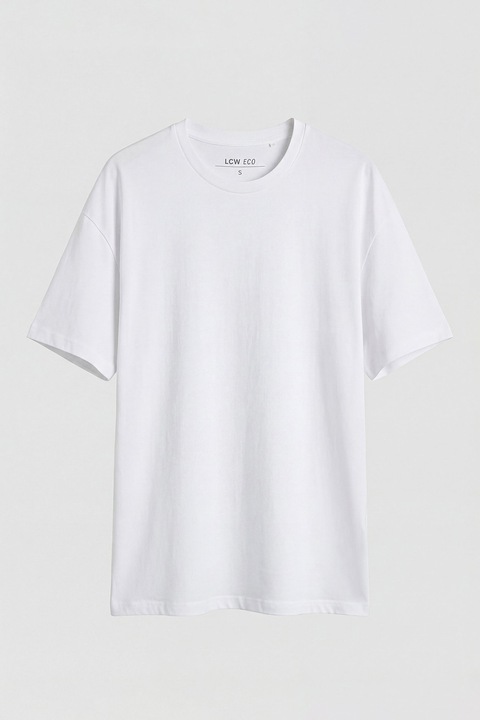 LC WAIKIKI, Tricou cu imprimeu si maneci cazute, Galben miere/Alb optic