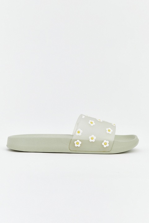 LC WAIKIKI, Papuci cu model floral, Alb/Gri cenusiu, 41