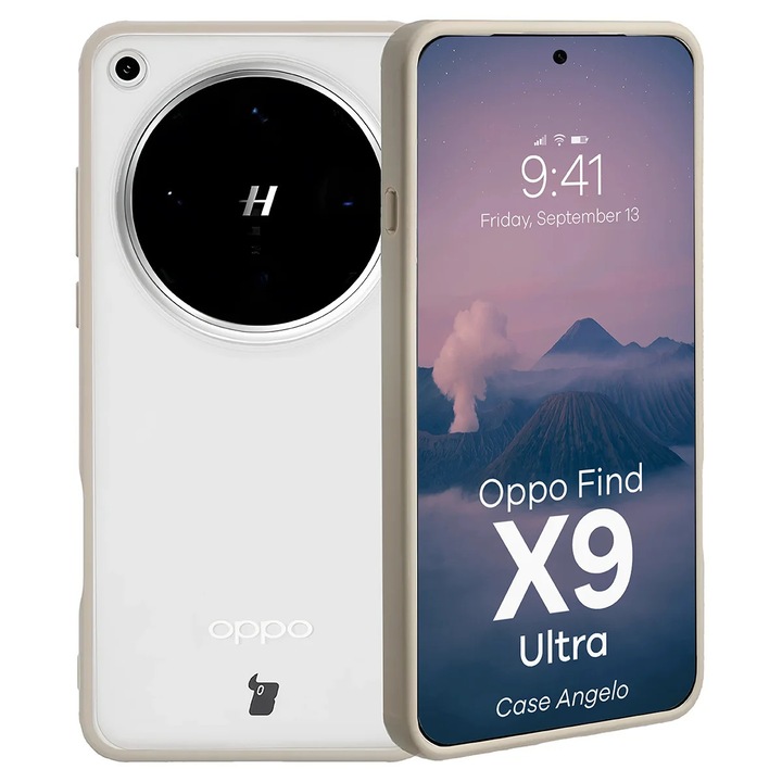Husa Bizon Case Angelo do Oppo Find X9 Ultra, Translucid cu bej