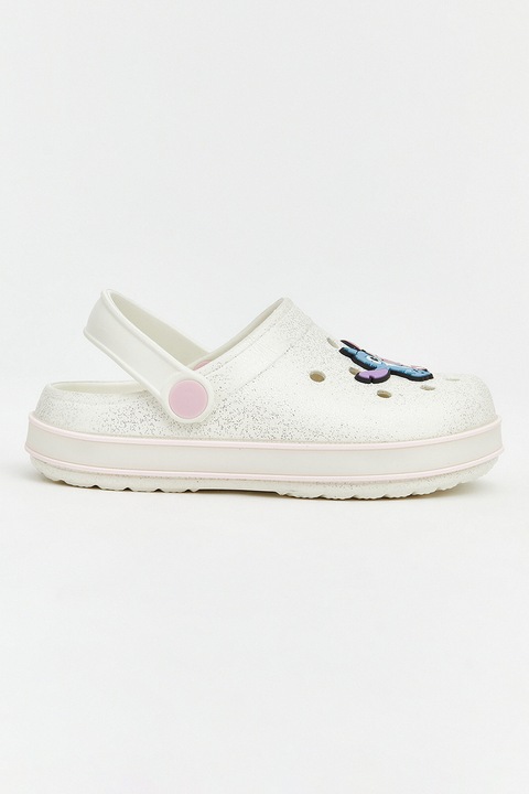 LC WAIKIKI, Saboti slingback cu aspect lucios si tematica Stitch, Alb/Lila/Albastru deschis