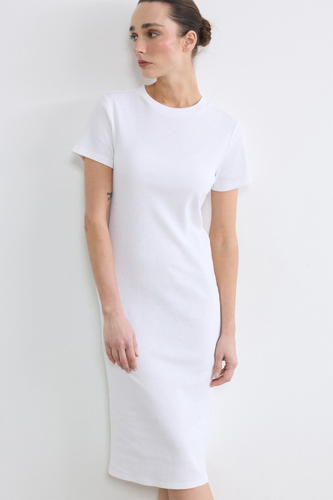 LC WAIKIKI, Rochie midi cu maneci scurte, Alb optic