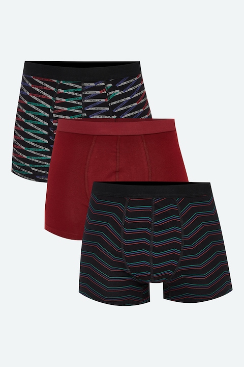 LC WAIKIKI, Set de boxeri - 3 perechi', Negru/Rosu inchis/Albastru