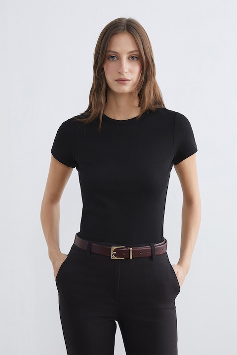 LC WAIKIKI, Tricou slim fit striat, Negru