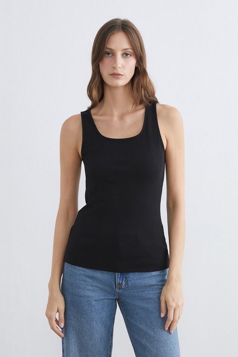 LC WAIKIKI, Top slim fit striat, Negru