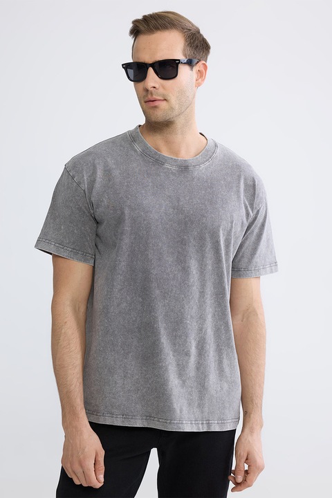 LC WAIKIKI, Tricou lejer de bumbac, Gri inchis melange
