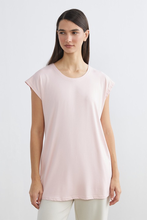 LC WAIKIKI, Bluza de pijama cu decolteu rotund, Roz pal