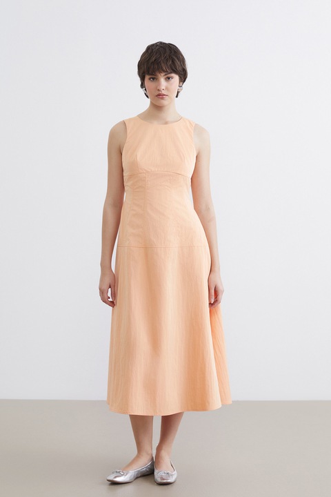 LC WAIKIKI, Rochie fara maneci cu decolteu la baza gatului, Portocaliu deschis