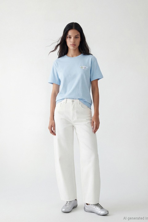 LC WAIKIKI, Tricou cu imprimeu Cinnamoroll, Alb/Albastru pastel