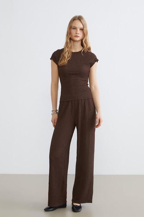 LC WAIKIKI, Tricou slim fit texturat, Maro