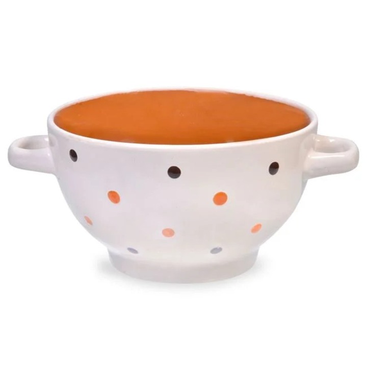 Bol portelan cu manere buline portocalii 650ml