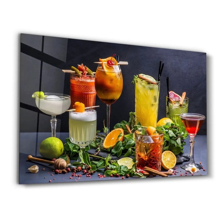 Tablou decorativ Re-Bloom, sticla temperata, multicolor, 46 x 72 cm