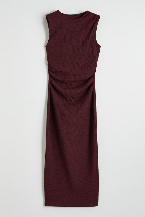 LC WAIKIKI, Rochie texturata fara maneci, Visiniu