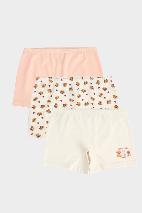 LC WAIKIKI, Set de boxeri cu imprimeu cu catei - 3 perechi, Piersica/Crem