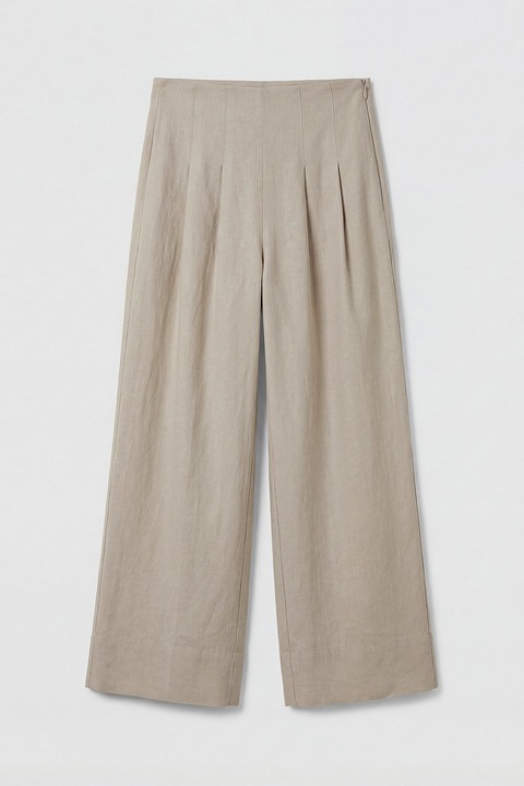 LC WAIKIKI, Pantaloni din amestec de in cu croiala ampla, Gri deschis, 46