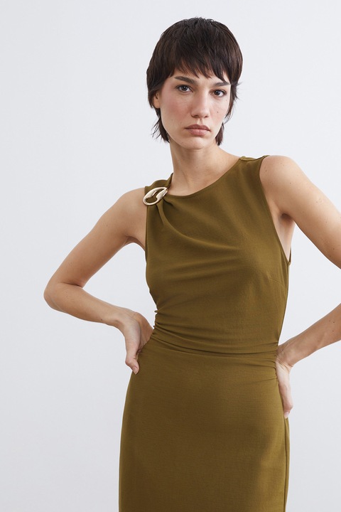 LC WAIKIKI, Rochie midi fara maneci, Kaki