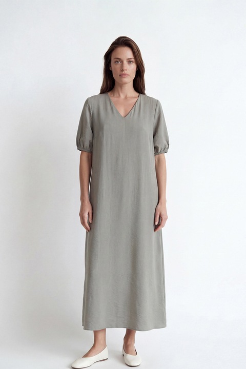 LC WAIKIKI, Rochie lejera cu decolteu in V, Gri cenusiu