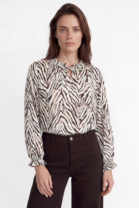 LC WAIKIKI, Bluza cu model si mansete elastice, Maro/Bej