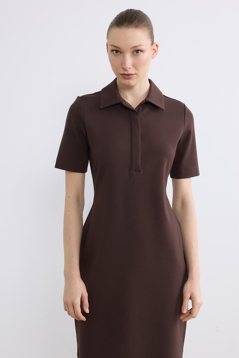 LC WAIKIKI, Rochie mini cu guler clasic, Maro