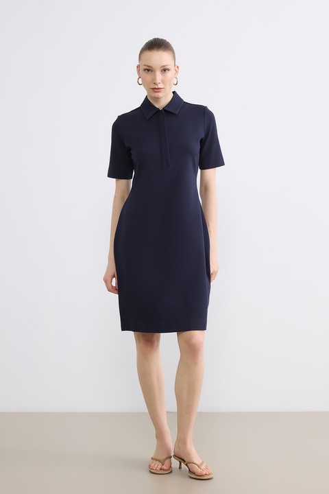 LC WAIKIKI, Rochie mini cu guler clasic, Bleumarin