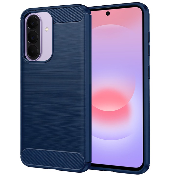 Husa Carbon pentru Samsung Galaxy A37 5G / A36 5G / A56 5G, Silicon TPU Durabil, Protectie sporita, Rezistenta la socuri, Grip Anti-Alunecare, Albastra