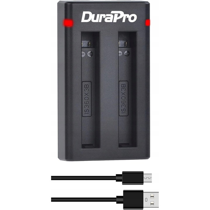 Двойно зарядно DuraPro IS360X3B за спортна камера Insta360 ONE X3, USB, тип-C, Micro USB, 4.4V, 750mA