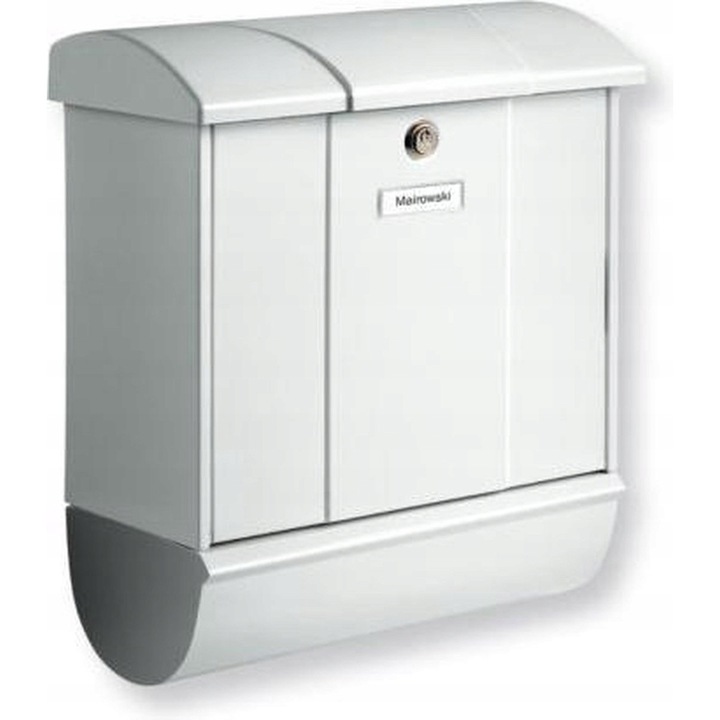 Cutie postala Burg Wachter Olymp H3071, din otel zincat si plastic, cu compartiment pentru ziare, iluminare interioara si inchidere cu lacat, Alb, 38.5x44.5x19.3 cm