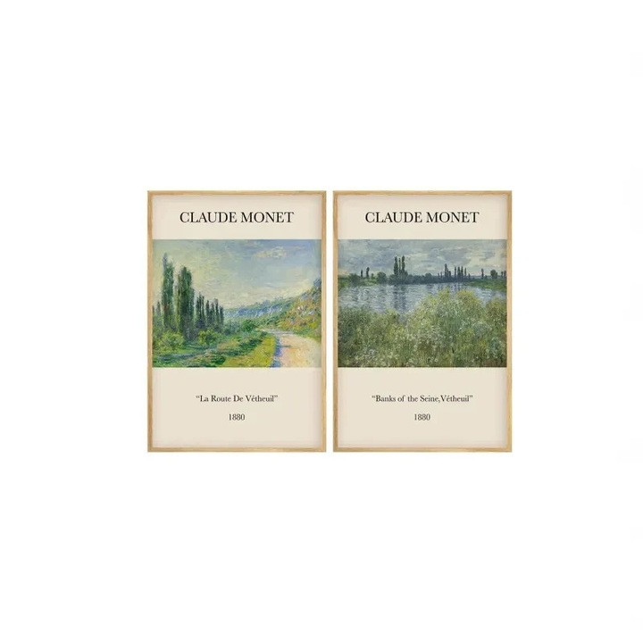 Set tablou decorativ Re-Bloom, 2 piese, model floral, MDF/lemn masiv, multicolor, 50 x 35 cm