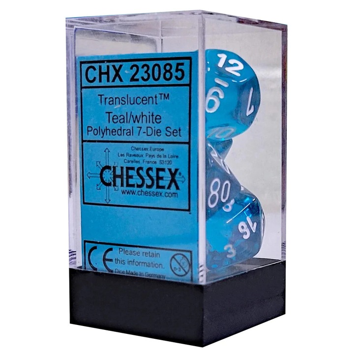 Set 7 Zaruri Polyhedral Translucent - Turcoaz/Alb
