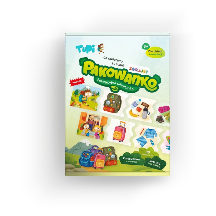 Puzzle educativ din lemn, Kraina Relatii, Zgrajki Pakowanko, 30 elemente, 3+, natural