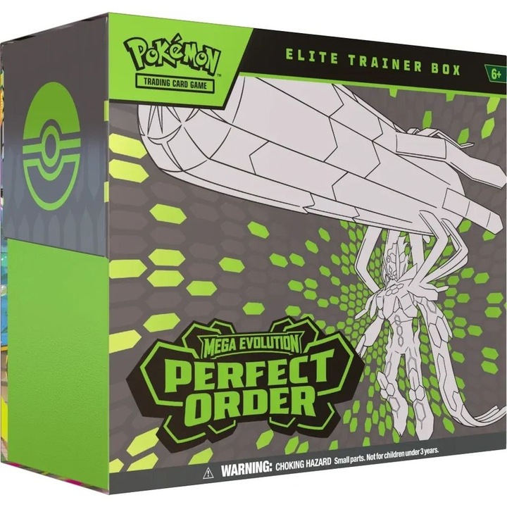 Pokemon TCG Mega Evolution: Perfect Order Elite Trainer Box, joc de cărți, pentru copii