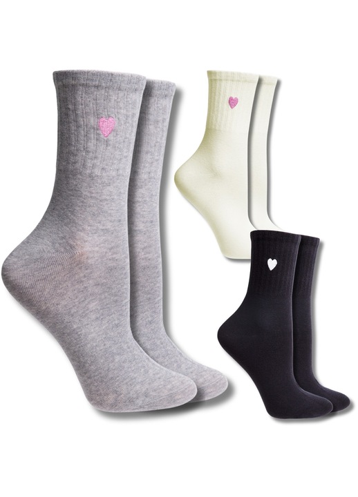 Sosete dama Moraj, set 3-pak, design serduszka, lungime mare, 38-41