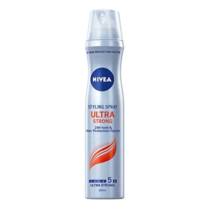 Fixativ păr Nivea, Ultra Strong, 250 ml, fixare puternică, protecție UV