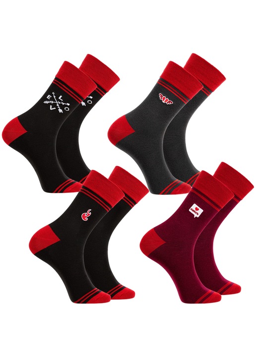 Set sosete barbati Moraj 4-perechi, design valentin, lungime clasica, 42-45