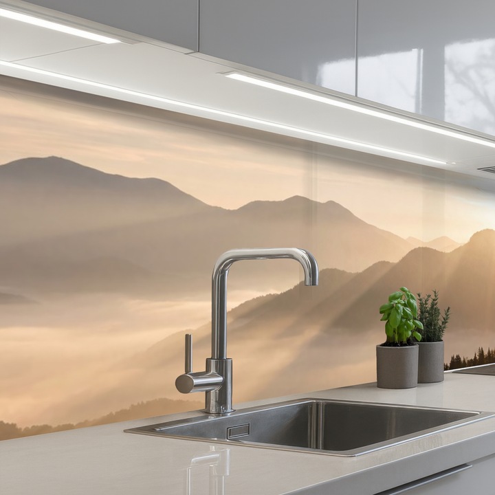 Panou decorativ bucătărie OnlyWow, termorezistent, autoadeziv, 250x60 cm, transparent