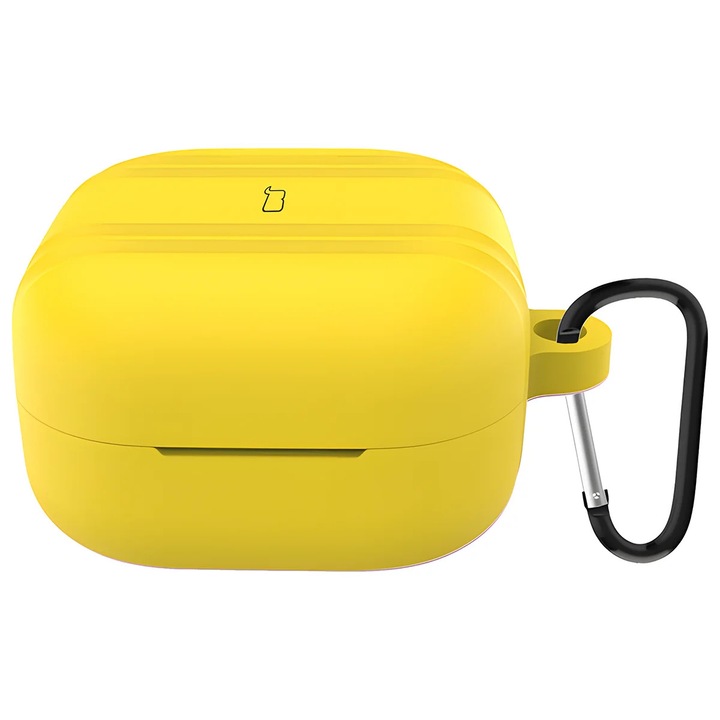Husa pentru casti cu breloc carabina Bizon Case Headphone Silicone pentru Galaxy Buds 4 / 4 Pro, Galben