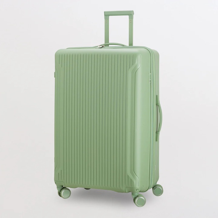 Troler Carpisa Flexitech, polipropilena + fibre naturale, valiza rigida, extensibila, 4 roti 360°, usoara, eco-friendly, verde menta