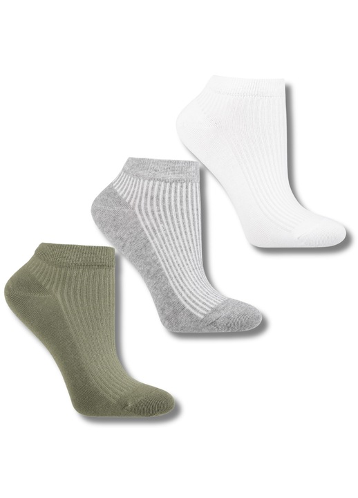 Sosete dama Moraj, set 3 perechi, alb, gri, verde, 38-41