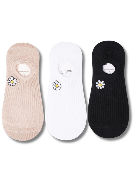 Sosete dama, Moraj, set 3 perechi, design cu motiva de margarete, 38-41, multicolor