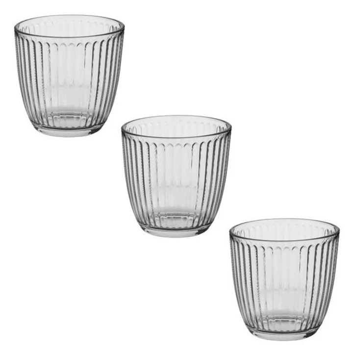 Set pahare scurte cu model din sticla transparenta 280ml