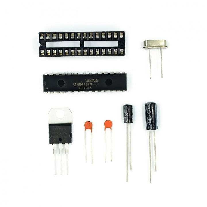 Integrált áramkör ATMEGA328P-PU, 32K, 20MHz, DIP foglalattal, 16MHz kristály